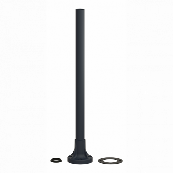 Harmony XVB - tube support+pied de fixation L=400mm - aluminium noir - pour balises et colonnes de signalisation Ø 70 mm - hauteur sous unité de base : 80 mm - avec plaque de fixation noire en plastique, tube support aluminium Ø 25 mm - visuel 1