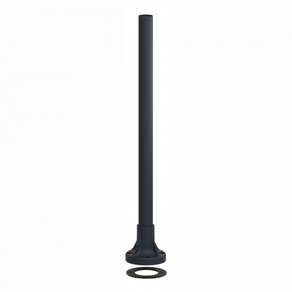 Harmony XVB - tube support+pied de fixation L=400mm - aluminium noir - pour balises et colonnes de signalisation Ø 70 mm - hauteur sous unité de base : 80 mm - avec plaque de fixation noire en plastique, tube support aluminium Ø 25 mm - visuel 4