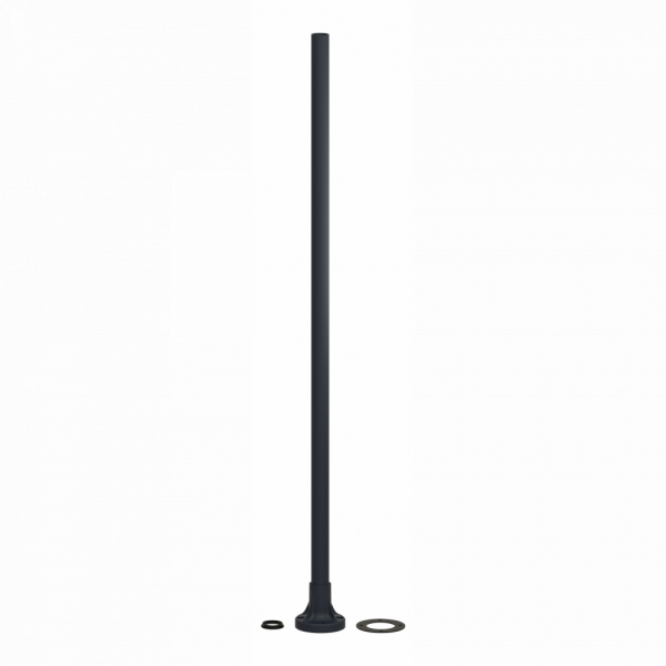 Harmony XVB - tube support+pied de fixation L=800mm - aluminium noir - pour balises et colonnes de signalisation Ø 70 mm - hauteur sous unité de base : 80 mm - avec plaque de fixation noire en plastique, tube support aluminium Ø 25 mm - visuel 1