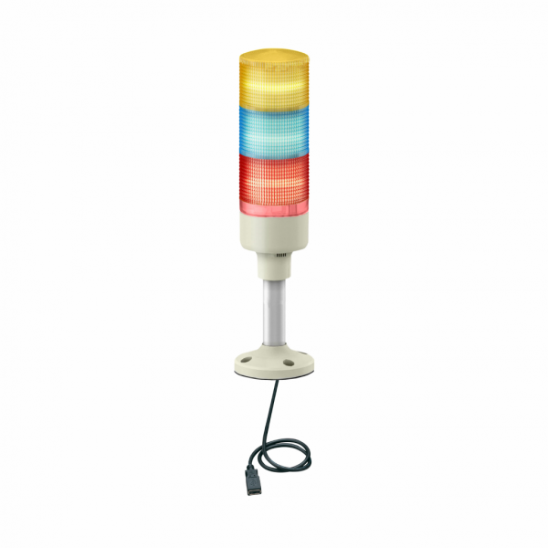 Harmony - colonne de signalisation - DEL multicolore USB - Ø60mm - socle fix. - buzzer - 3 unités lumineuses - ronfleur - diamètre de fixation : 60mm - IP54 - base avec buzzer intégré - pression acoustique : 82 dB (buzzer 2 sons) à 1 m - visuel 2