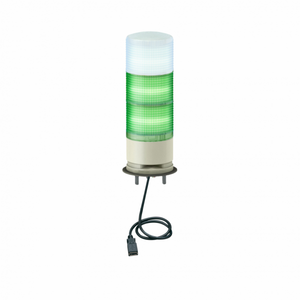 Harmony - colonne de signalisation - DEL multicolore USB - Ø60mm - buzzer - 3 unités lumineuses - ronfleur - diamètre de fixation : 60mm - IP54 - base avec buzzer intégré - pression acoustique : 82 dB (buzzer 2 sons) à 1 m - visuel 3