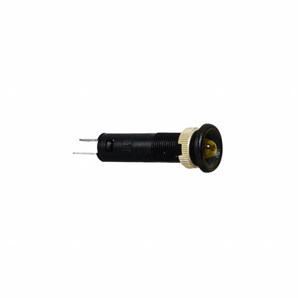 Harmony XVLA - voyant rond Ø8 - IP40 - jaune orangé - DEL intégrée - 12V -cosses - H12mmxL12mmxP34mm - diam. de fixation : 8mm - veilleuse LED avec lunette d'encadrement noire - protection intégrée par diode, résistance de ballast intégral - visuel 2