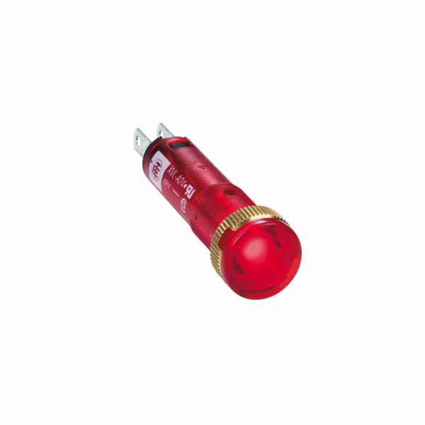 Harmony XVLA - voyant rond Ø8 - IP40, IP65 - rouge - DEL intégrée - 12V - cosses - H10mmxxL10mmxP36mm - veilleuse LED av. capuchon de lentille intégral - diam. fixation : 8mm - protection intégrée par diode, résistance de ballast intégral - visuel 2