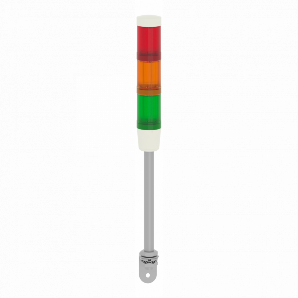 Harmony - colonne de signalisation prémontée et précâblée 24V CA/CC - 3 unités lumi. - LED brillante avec BA 15d base fixe signalisation : vert, orange, rouge - base avec buzzer intégré - diam. de fixation : 45mm - IP54 position verticale - visuel 1