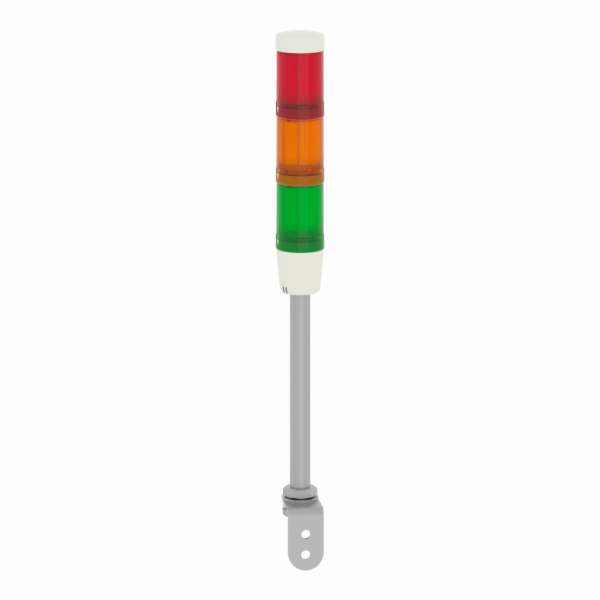 Harmony - colonne de signalisation prémontée et précâblée 24V CA/CC - 3 unités lumi. - LED brillante avec BA 15d base fixe signalisation : vert, orange, rouge - base avec buzzer intégré - diam. de fixation : 45mm - IP54 position verticale - visuel 2