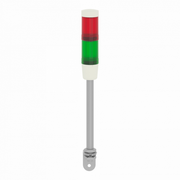 Harmony - colonne de signalisation prémontée et précâblée 24V CA/CC - 2 unités lumi. - LED brillante avec BA 15d base fixe signalisation : vert, rouge - base avec buzzer intégré - diam. de fixation : 45mm - IP42 position verticale - visuel 1