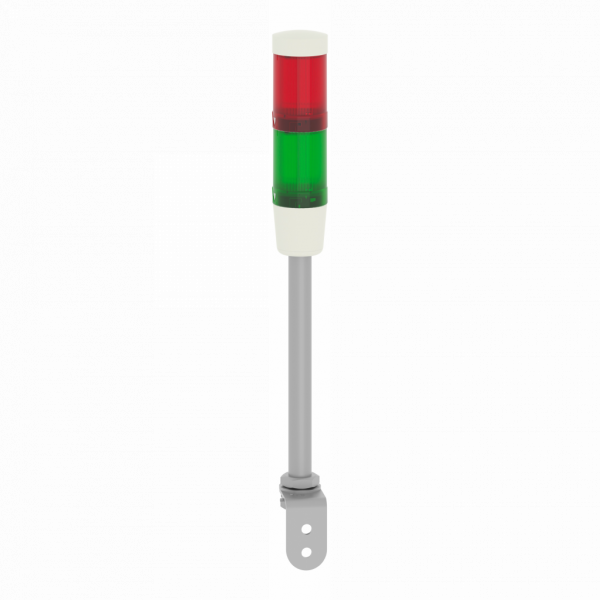 Harmony - colonne de signalisation prémontée et précâblée 24V CA/CC - 2 unités lumi. - LED brillante avec BA 15d base fixe signalisation : vert, rouge - base avec buzzer intégré - diam. de fixation : 45mm - IP42 position verticale - visuel 2