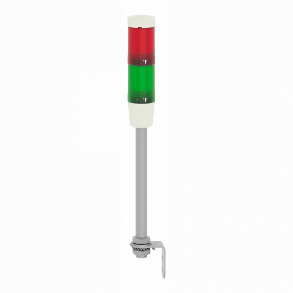 Harmony - colonne de signalisation prémontée et précâblée 24V CA/CC - 2 unités lumi. - LED brillante avec BA 15d base fixe signalisation : vert, rouge - base avec buzzer intégré - diam. de fixation : 45mm - IP42 position verticale - visuel 4