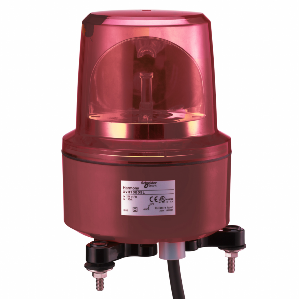 Harmony - feu rotatif rouge - équipé de DEL - 230V - L130mmxP130mm (hors tout CAO) - IP66, IP67 - DEL haute luminosité, rouge - diamètre de fixation : 130 mm - longueur de câble : 400 mm - visuel 1