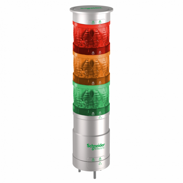 Harmony XVU - élément lumineux Ø60 - DEL - fixe - 24VDC - vert - longueur : 50mm - diam. de fix. : 60mm - montage client, jusqu'à 5 unités, jusqu'à 4 éléments sonores - application : automobile, machine d'emballage, machines outils - IP65 - visuel 3