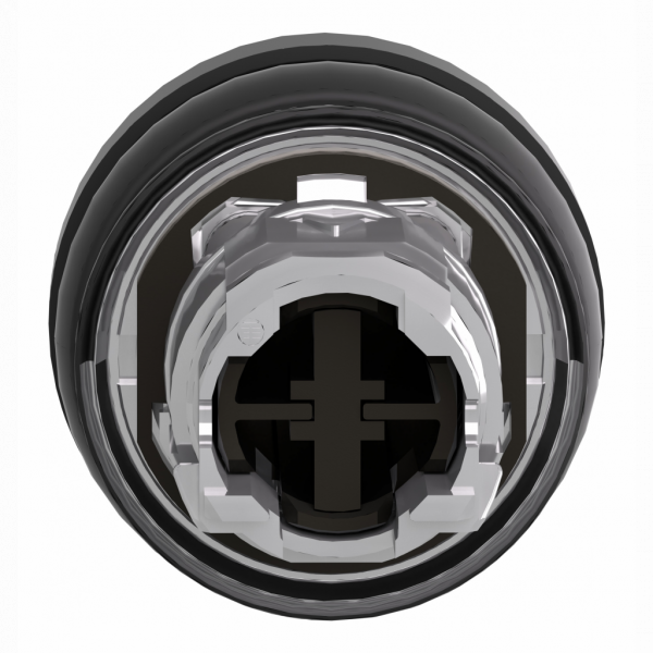 Harmony - tête de bouton poussoir Ø37mm - fixation : Ø22mm noir avec marquage sonnerie symbole pivoté 90° - H18,5mmxL37mmxP37mm (hors tout CAO) - IP66, IP69, IP69K - métal plaque chrome - rappel à ressort - visuel 2