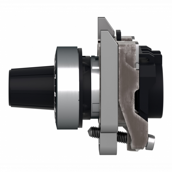 Harmony XB4 - tête + embase potentiomètre - fixatioØ22 - axe Ø6,35mm - IP66 - pour utilisation avec un arbre Ø 6,35 mm - collerette : métal plaqué chrome - visuel 4