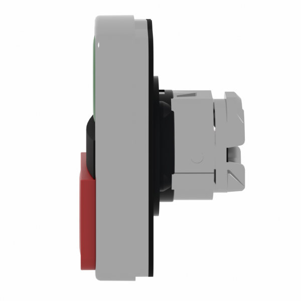 Harmony XB4 - tête bouton double touche - fixation : Ø22mm - marqué - vert/rouge - IP66, IP69, IP69K - métal plaqué chrome - rappel à ressort - 1 bouton affleurant - 1 bouton dépassant - visuel 4