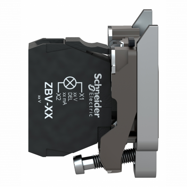 Harmony XB4 - corps voyant BA9s - alimentation directe < 250V - IP20 - H47mmxL30mmxP37mm (hors tout CAO) - lampes non incluses - culot de lampe : BA 9s - alimentation du bloc lumineux : direct <2,4 W - visuel 3