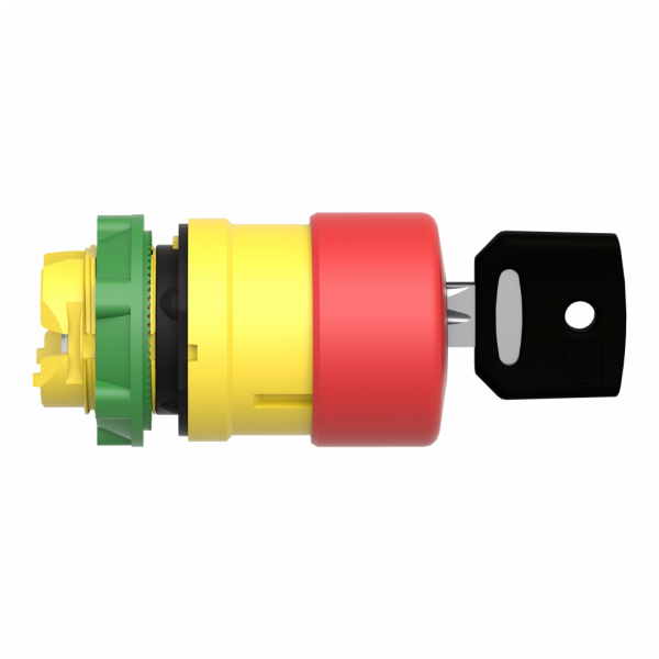 Harmony tête d'arrêt d'urgence Ø 30 - déverrouillage par clé - Ø22 - rouge - H30mm(hors tout CAO)xL30mm(hors tout CAO)xP79mm(hors tout CAO - diamètre fixation : 22mm - rouge coup de poing Ø30mm, non marq. - clé 455 - IP66, IP67, IP69, IP69K - visuel 3
