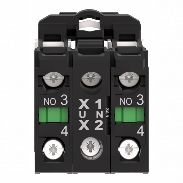 Harmony - corps de bouton lumineux - Ø22 - LED Universelle intégrée 2F - H42mmxL30mmxP32mm -contacts : à action dépendante - sans ouverture positive - tout LED - blanc - visuel 2