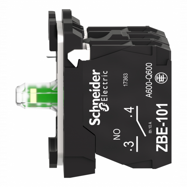 Harmony - corps de bouton lumineux - Ø22 - LED Universelle intégrée 2F - H42mmxL30mmxP32mm -contacts : à action dépendante - sans ouverture positive - tout LED - blanc - visuel 4