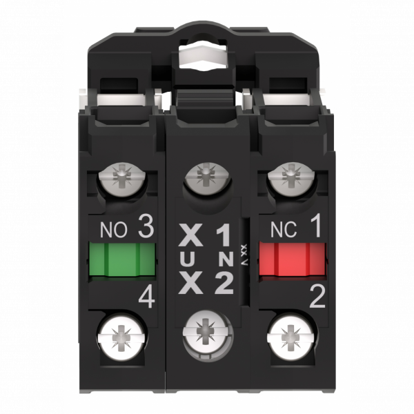 Harmony corps de bouton lumineux - Ø22 - LED Universelle intégrée 1O+1F - H42mm(hors tout CAO)xL30mm(hors tout CAO)xP32mm(hors tout CAO) - culot de lampe : tout LED - couleur de la source lumineuse : blanc - visuel 2