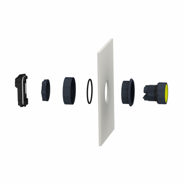 Harmony XB5 - kit de montage encastré - Ø22 - pour BP et voyant lumineux - IP66, IP69, IP69K - diamètre de fixation : 30,5 mm - voyant lumineux, bouton-poussoir - visuel 4
