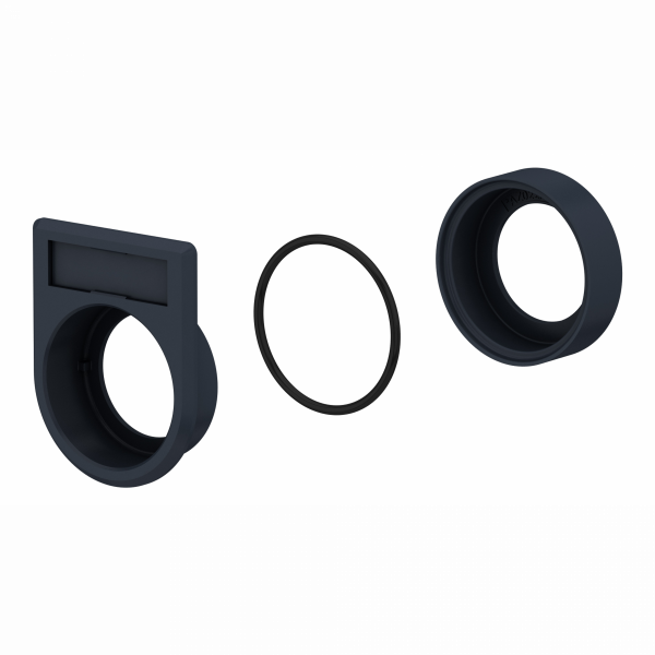 Harmony XB5 - kit de montage - pour légende 8x27 - pour BP et voyant lumineux - IP66, IP69, IP69K - diam. fixation : 30,5 mm - bouton-tournant avec collerette haute - bouton-poussoir lumineux avec collerette haute - noir - visuel 3
