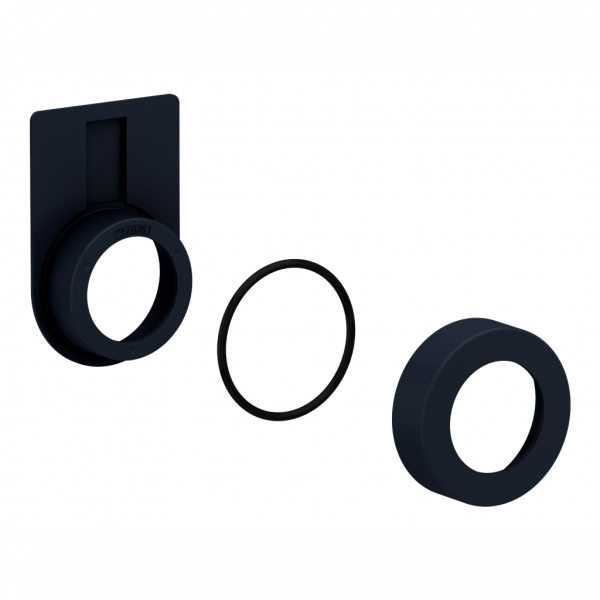 Harmony XB5 - kit de montage - pour légende 18x27 - pour BP et voyant lumineux - IP66, IP69, IP69K - diam. fixation : 30,5 mm - bouton-tournant avec collerette haute - bouton-poussoir lumineux avec collerette haute - noir - visuel 1