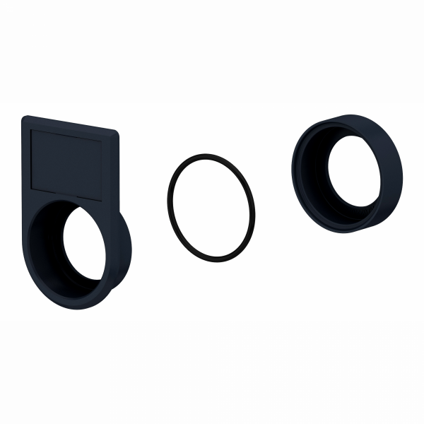 Harmony XB5 - kit de montage - pour légende 18x27 - pour BP et voyant lumineux - IP66, IP69, IP69K - diam. fixation : 30,5 mm - bouton-tournant avec collerette haute - bouton-poussoir lumineux avec collerette haute - noir - visuel 3