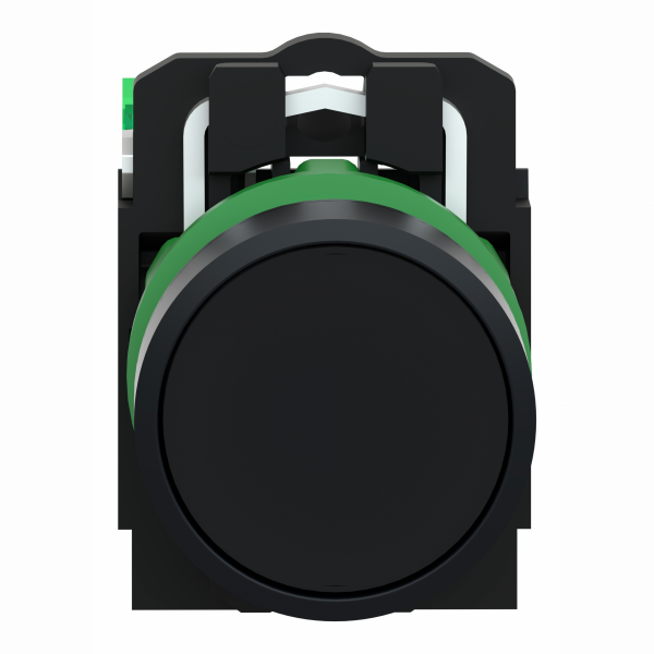 Harmony - émetteur sans pile & sans fil avec tête plastique Ø22 mm - capsule noire - H41,5mmxL30mmxP43mm (hors tout CAO) - profondeur d'encastrement : 42mm - IP66, IP67, IP69, IP69K - bouton-poussoir à rappel avec émetteur - visuel 1