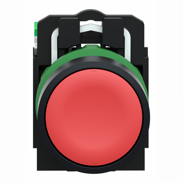 Harmony - émetteur sans pile & sans fil avec tête plastique Ø22 mm - capsule rouge - H41,5mmxL30mmxP43mm (hors tout CAO) - profondeur d'encastrement : 42mm - IP66, IP67, IP69, IP69K - bouton-poussoir à rappel avec émetteur - visuel 1