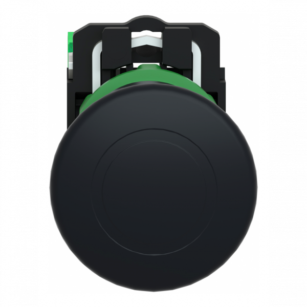 Harmony - émetteur sans pile & sans fil tête plastique Ø22 coup de poing Ø40 noir - H42,75mmxL27,8mmxP28,8mm (hors tout CAO) - profondeur d'encastrement : 43mm - IP66, IP67, IP69, IP69K - bouton-poussoir à rappel avec émetteur - visuel 1