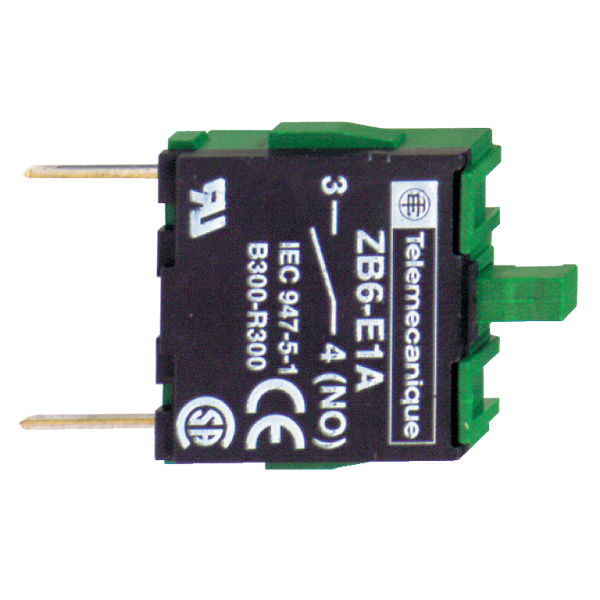 Harmony ZB6 - bloc contact pour bouton - Ø16mm - 1F - alliage d'argent - contacts à action dépendante - IP20 - raccordement : broches pour carte de circuit imprimé - visuel 1