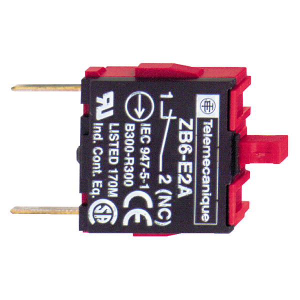 Harmony ZB6 - bloc contact pour bouton - Ø16mm - 1O - alliage d'argent - contacts à action dépendante - IP20 - raccordement : broches pour carte de circuit imprimé - visuel 2