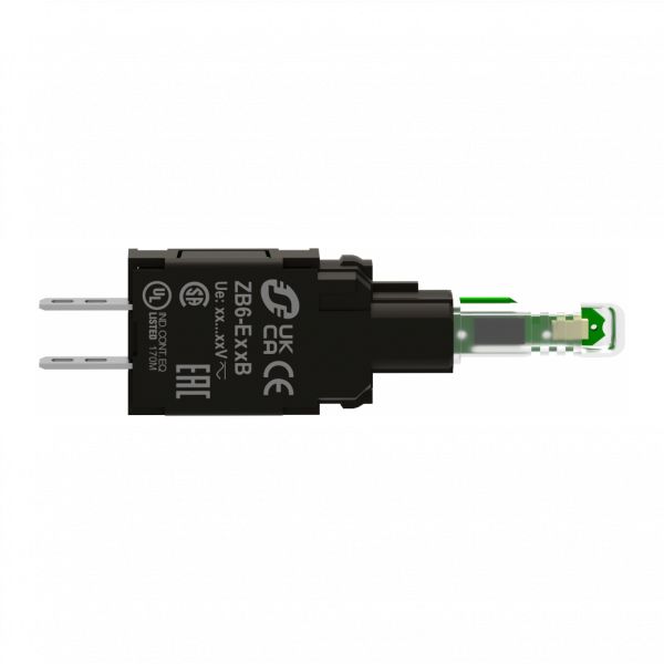 Harmony ZB6 - corps pour voyant - DEL intégrée - 230..240V - blanc - H14mmxP58mm (hors tout CAO) - raccordement : connecteurs Faston, taille de connexion: 2,8 x 0,5 mm - culot de lampe : tout LED - visuel 3