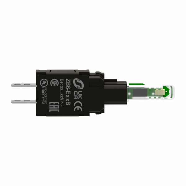 Harmony ZB6 - corps pour voyant - DEL intégrée - 230..240V - rouge - H14mmxP58mm (hors tout CAO) - raccordement : connecteurs Faston, taille de connexion: 2,8 x 0,5 mm - culot de lampe : tout LED - visuel 3