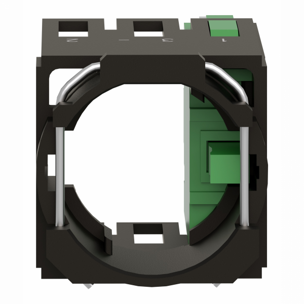 Harmony ZB6 - corps pour bouton - Ø16mm - 1F - H18mmxL18mmxP40mm (hors tout CAO) - raccordement : connecteurs Faston, taille de connexion: 2,8 x 0,5 mm - contacts à action dépendante - IP65 - visuel 1