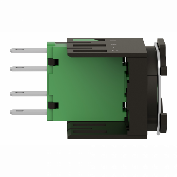 Harmony ZB6 - corps pour bouton - Ø16mm - 1F - H18mmxL18mmxP40mm (hors tout CAO) - raccordement : connecteurs Faston, taille de connexion: 2,8 x 0,5 mm - contacts à action dépendante - IP65 - visuel 3