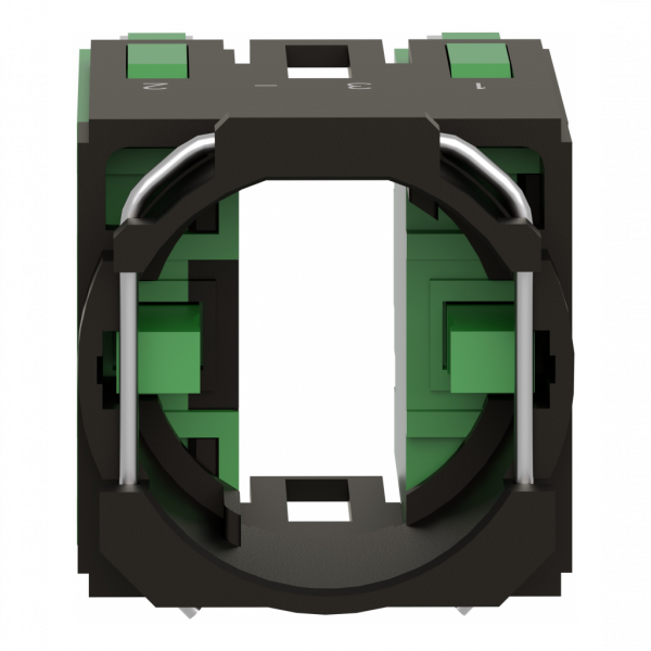 Harmony ZB6 - corps pour bouton - Ø16mm - 2F - H18mmxL18mmxP40mm (hors tout CAO) - raccordement : connecteurs Faston, taille de connexion: 2,8 x 0,5 mm - contacts à action dépendante - IP65 - visuel 1