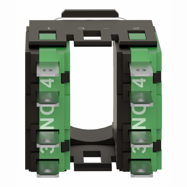Harmony ZB6 - corps pour bouton - Ø16mm - 2F - H18mmxL18mmxP40mm (hors tout CAO) - raccordement : connecteurs Faston, taille de connexion: 2,8 x 0,5 mm - contacts à action dépendante - IP65 - visuel 2