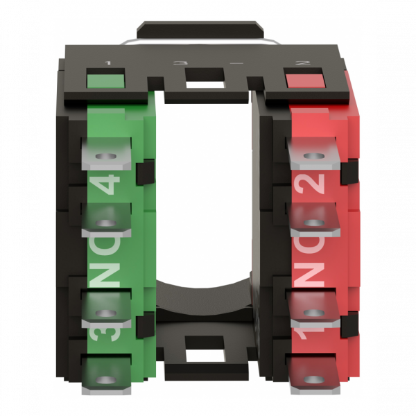 Harmony ZB6 - corps pour bouton - Ø16mm - 1O+1F - H18mmxL18mmxP40mm (hors tout CAO) - raccordement : connecteurs Faston, taille de connexion: 2,8 x 0,5 mm - contacts à action dépendante - IP65 - visuel 2