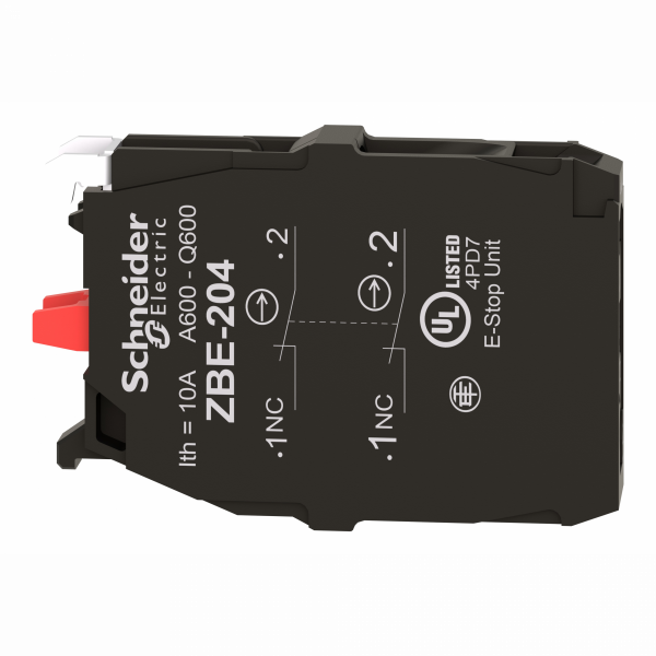 Harmony - bloc contact double - 2O - raccordement vis-étrier - IP20 - contacts à action dépendante - contact double - raccordement : borniers à vis-étrier, <= 2 x 1,5mm² avec embout, >= 1 x 0,22 mm² sans embout - visuel 4